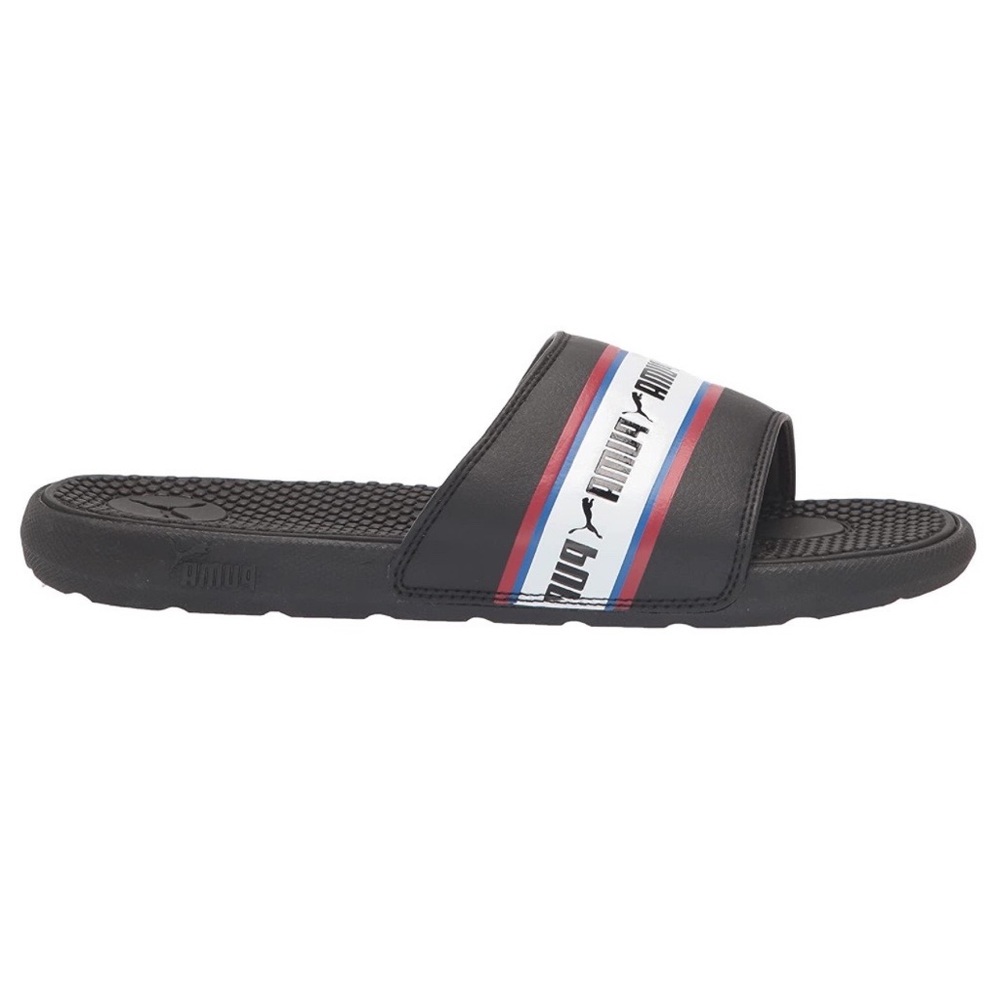 New PUMA Unisex-Child Cool Cat Black and White Slide Sandal Size 1